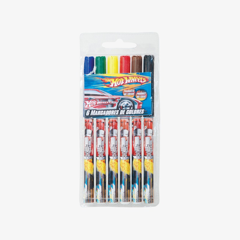 Marcadores finos x 6u. Hot Wheels