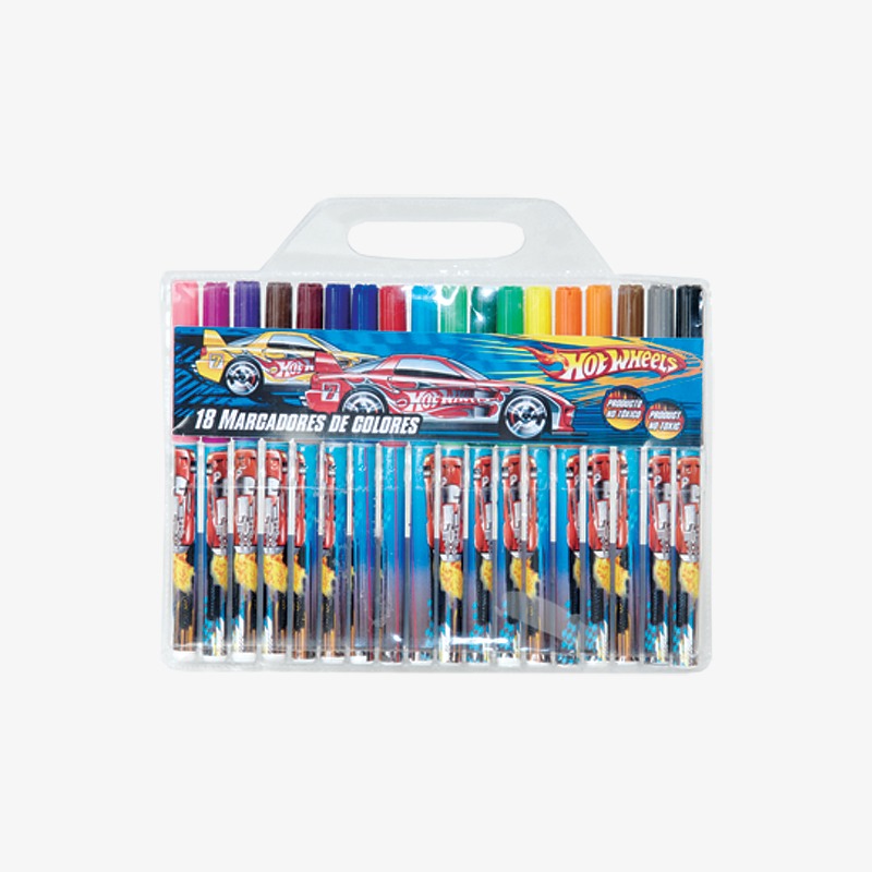 Marcadores finos x 18u. Hot Wheels