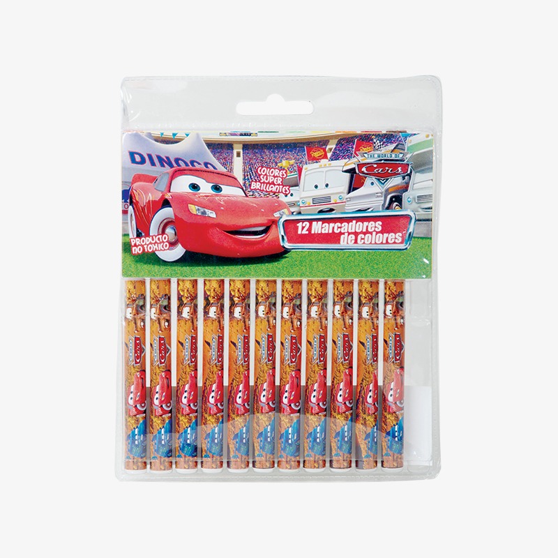 Marcadores finos x 12u. Cars