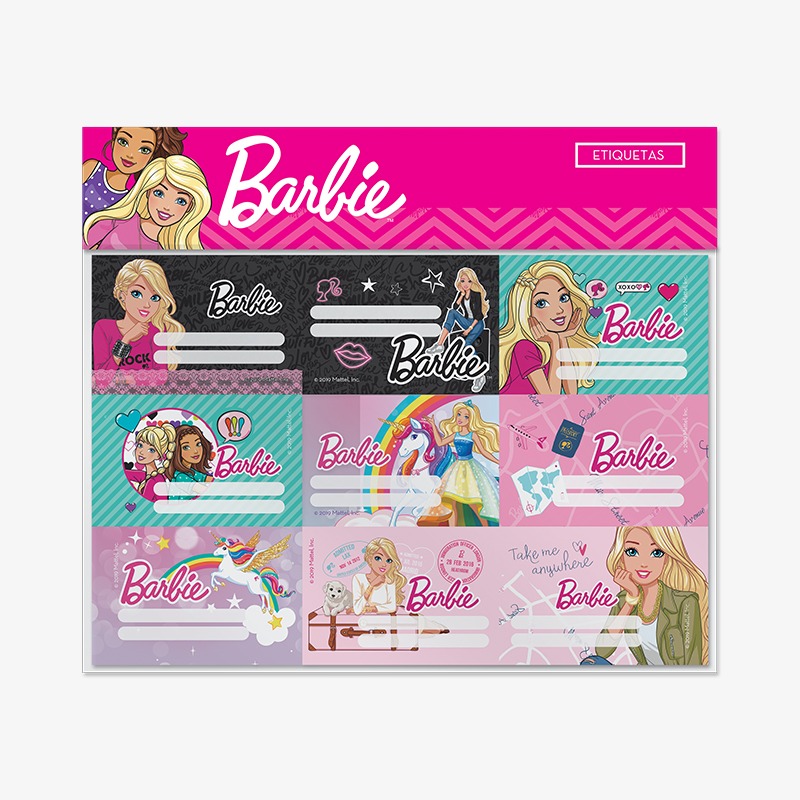 Etiquetas autoadhesivas x 9 Barbie