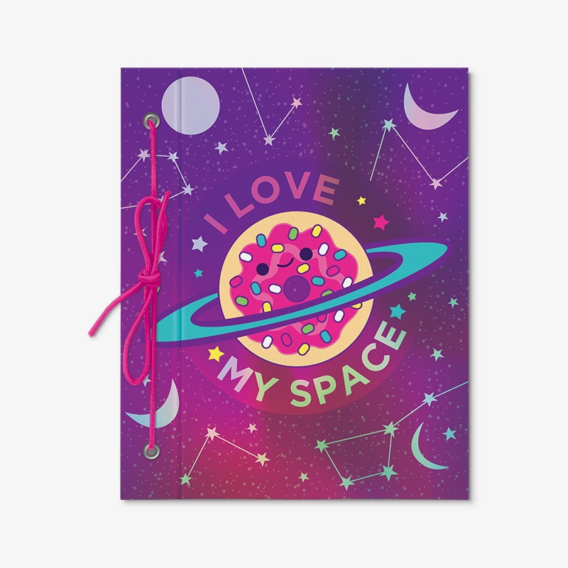 Carpeta con cordón N°3 cartoné holográfica Sweet Galaxy