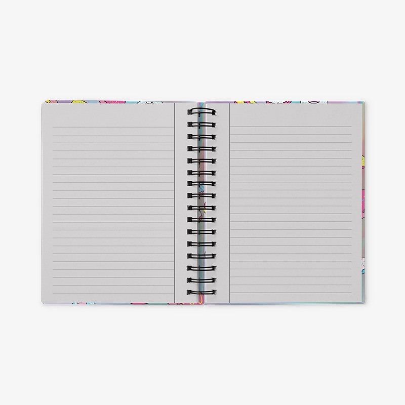 Cuaderno escolar tapa flexible espiral 96H. holográfico Donut Worry - Imagen 2