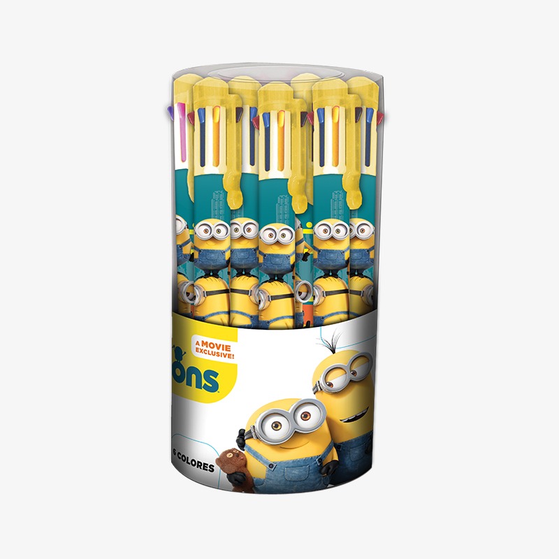 Bolígrafo 6 colores en pote x 24u. Minions