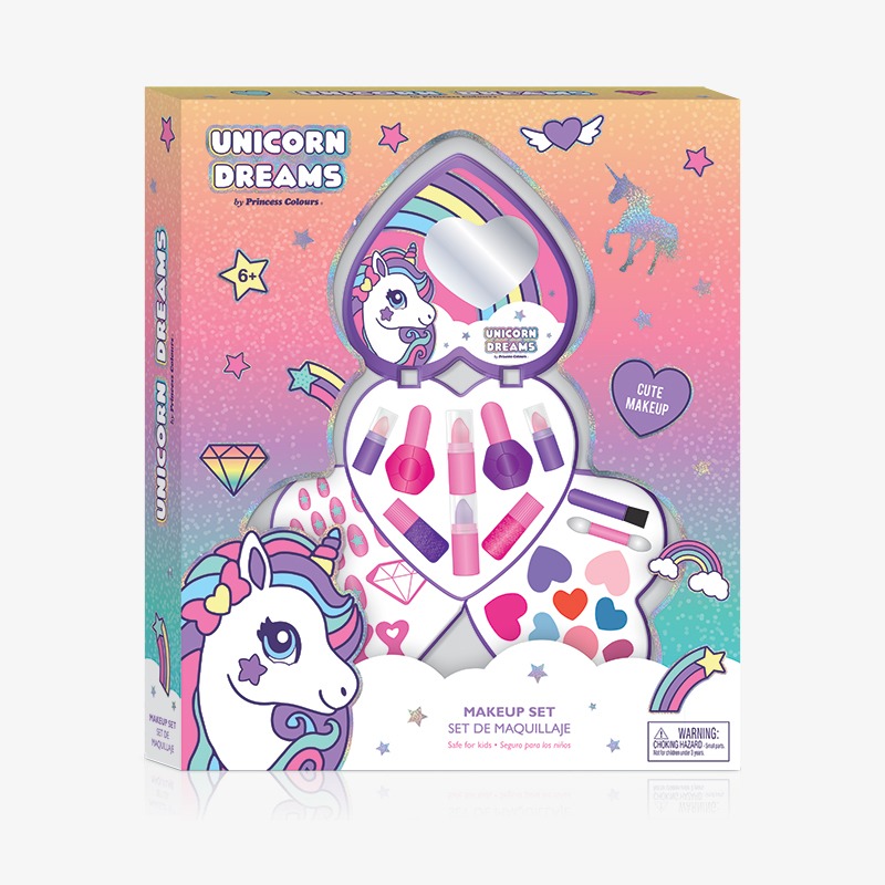 Corazón desplegable triple con maquillaje Unicorn Dreams