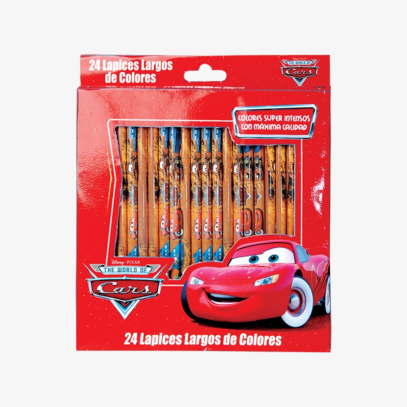 Lápices de colores largos x 24u. Cars
