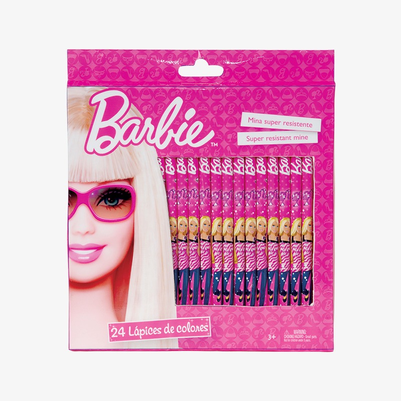 Lápices de colores largos x 24u. Barbie