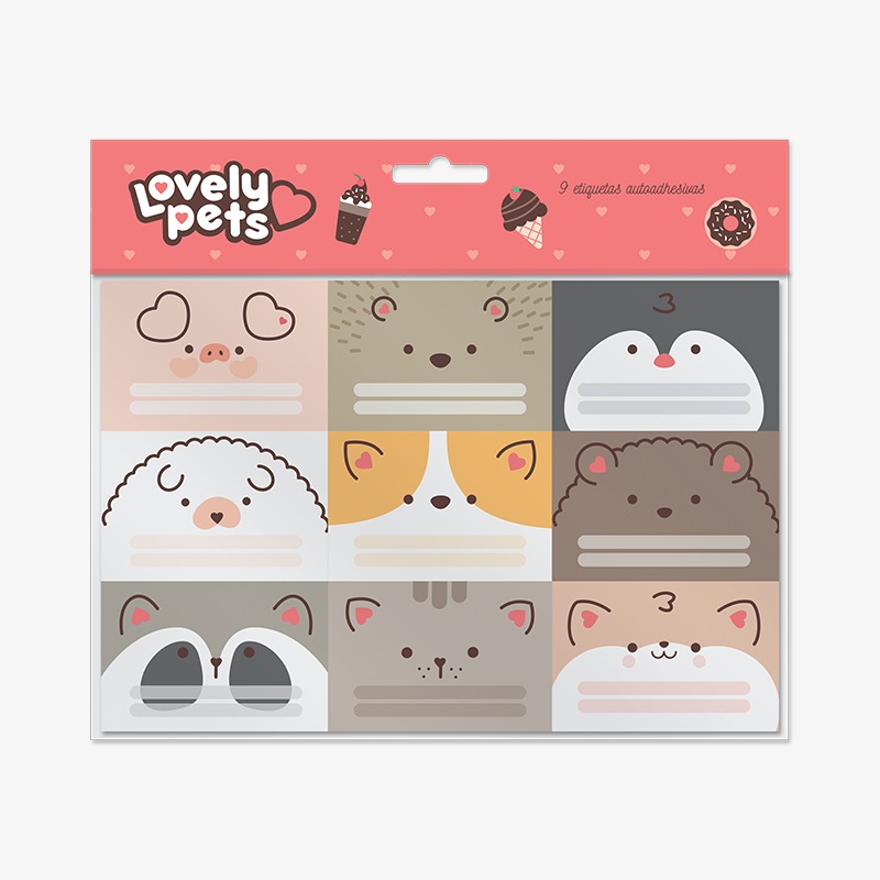 Etiquetas autoadhesivas x 9 Lovely Pets