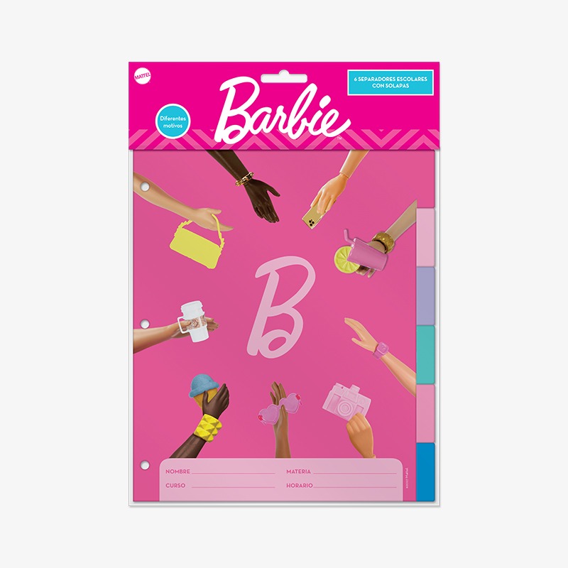 Separadores N°3 con solapas x 6 hojas Barbie