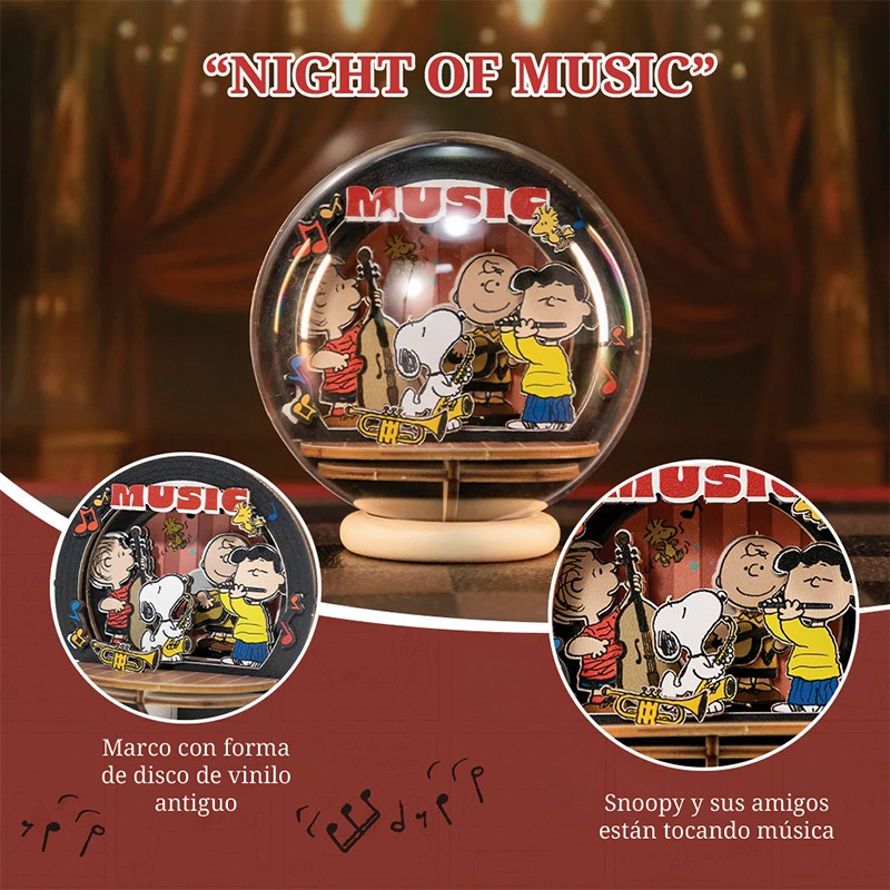 Bola de cristal de madera para armar "Night of Music" 27 pzas. Peanuts - Imagen 6