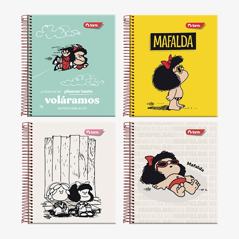Cuaderno 21x17 cm tapa dura con espiral 150 hojas cuadriculadas 7mm Mafalda - Imagen 5