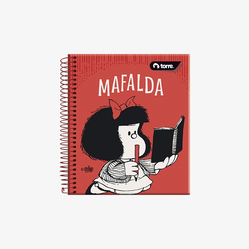 Cuaderno 15x12 cm tapa emplacada con espiral 90 hojas cuadriculadas 5mm Mafalda - Imagen 2