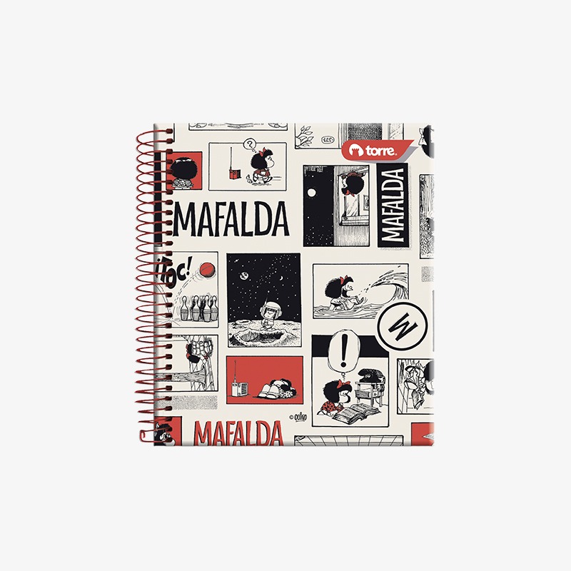 Cuaderno 15x12 cm tapa emplacada con espiral 90 hojas cuadriculadas 5mm Mafalda - Imagen 12