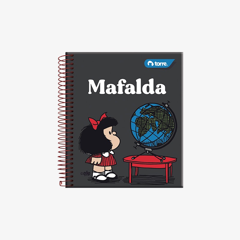 Cuaderno 15x12 cm tapa emplacada con espiral 90 hojas cuadriculadas 5mm Mafalda - Imagen 3