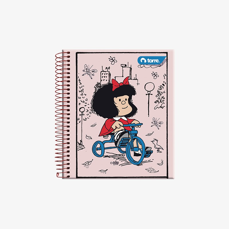 Cuaderno 15x12 cm tapa emplacada con espiral 90 hojas cuadriculadas 5mm Mafalda - Imagen 5