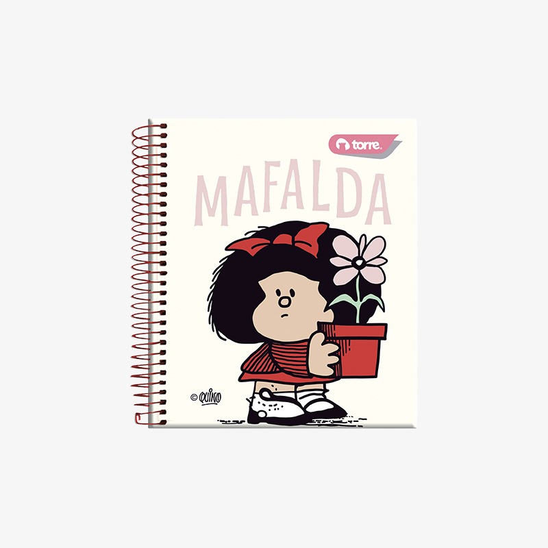 Cuaderno 15x12 cm tapa emplacada con espiral 90 hojas cuadriculadas 5mm Mafalda - Imagen 6