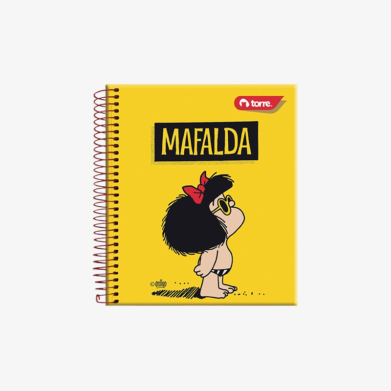 Cuaderno 15x12 cm tapa emplacada con espiral 90 hojas cuadriculadas 5mm Mafalda - Imagen 7