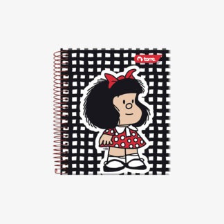 Cuaderno 15x12 cm tapa emplacada con espiral 90 hojas cuadriculadas 5mm Mafalda