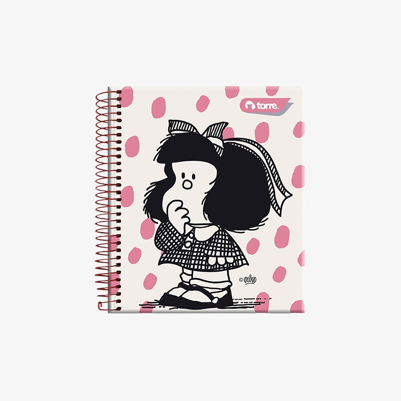 Cuaderno 15x12 cm tapa emplacada con espiral 90 hojas cuadriculadas 5mm Mafalda - Imagen 8