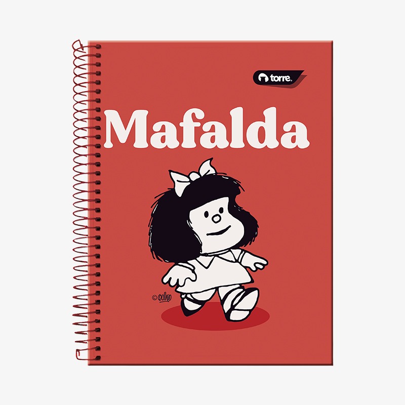 Cuaderno 27.5x20 cm tapa dura con espiral 150 hojas cuadriculadas 7mm Mafalda