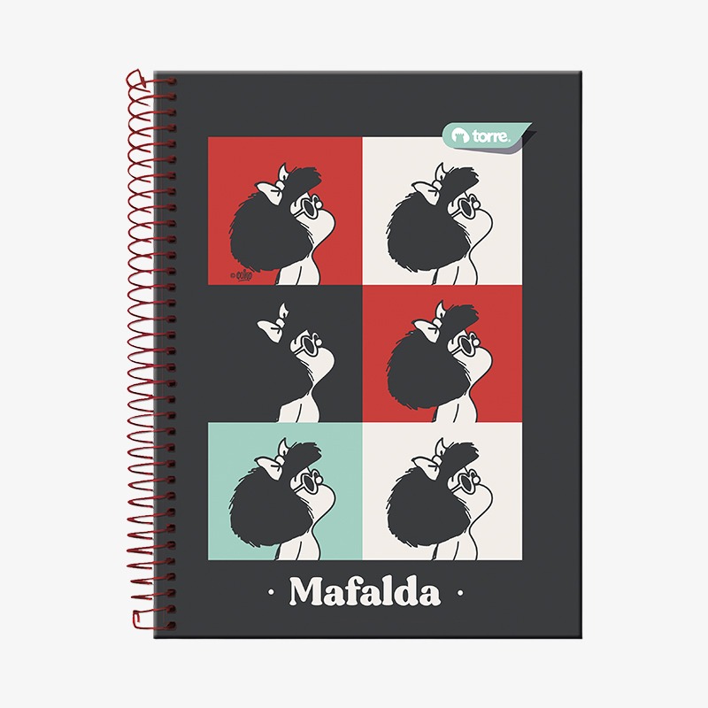 Cuaderno 27.5x20 cm tapa dura con espiral 150 hojas cuadriculadas 7mm Mafalda - Imagen 2