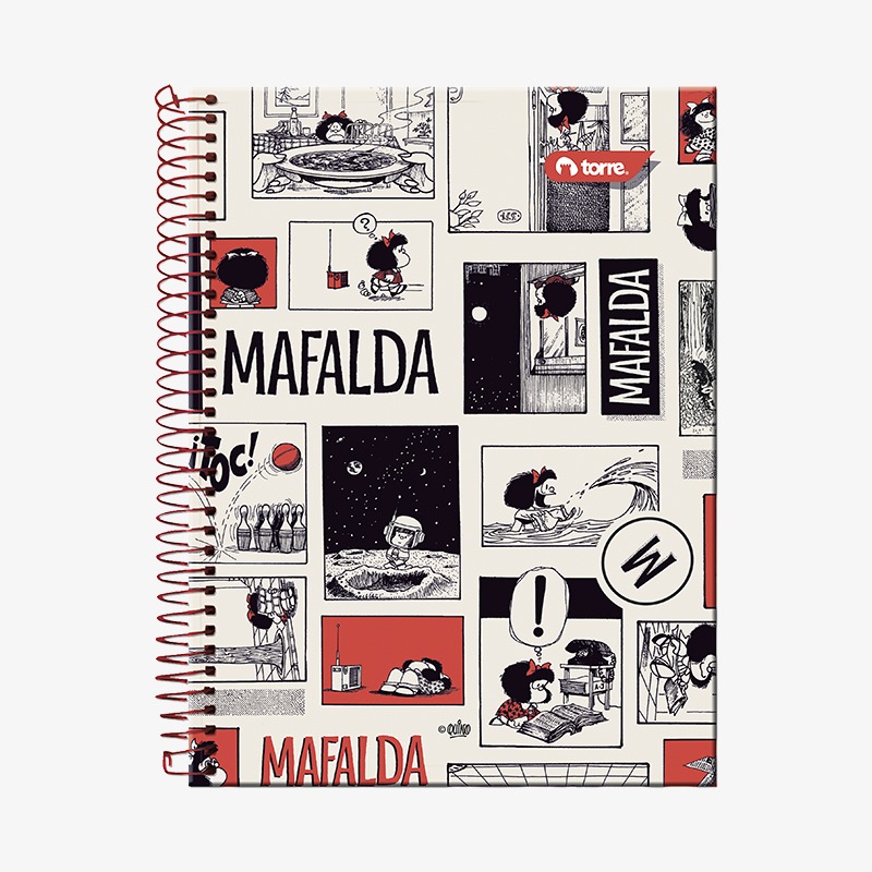 Cuaderno 27.5x20 cm tapa dura con espiral 150 hojas cuadriculadas 7mm Mafalda - Imagen 3