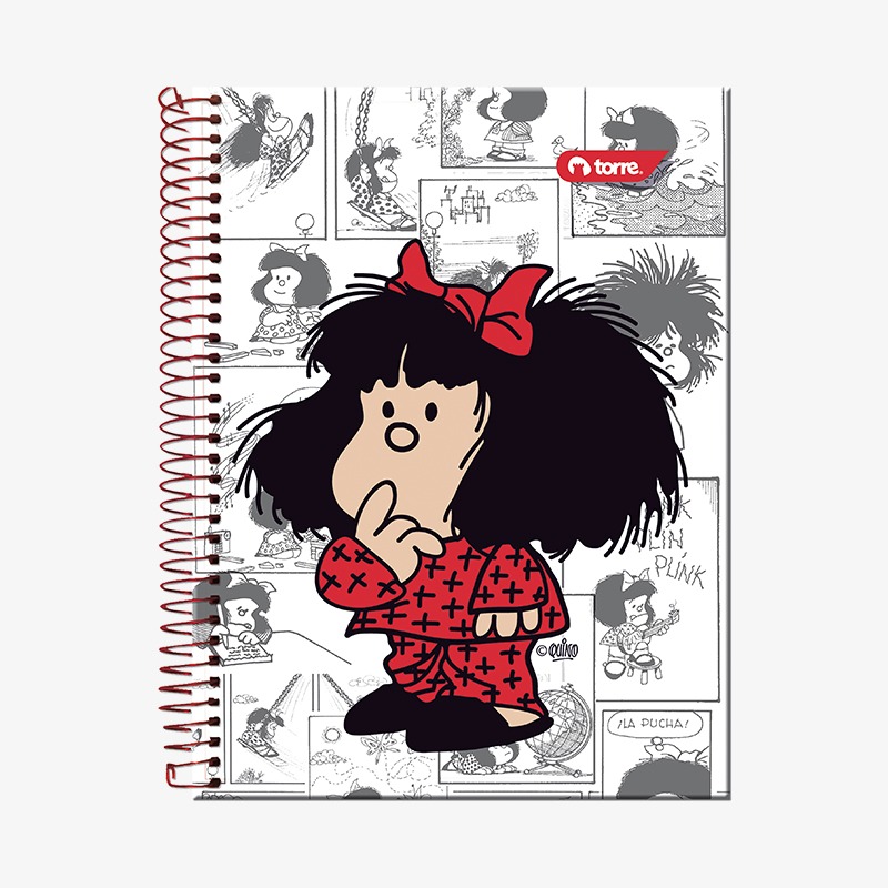 Cuaderno 27.5x20 cm tapa dura con espiral 150 hojas cuadriculadas 7mm Mafalda - Imagen 4