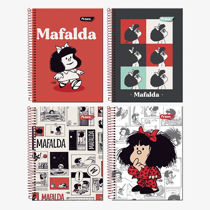 Cuaderno 27.5x20 cm tapa dura con espiral 150 hojas cuadriculadas 7mm Mafalda - Imagen 5