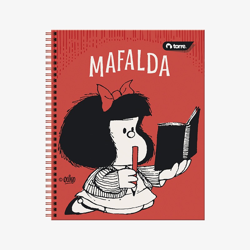 Cuaderno 25x20 cm tapa emplacada con espiral 100 hojas cuadriculadas 7mm Mafalda - Imagen 2