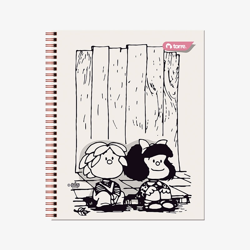 Cuaderno 25x20 cm tapa emplacada con espiral 100 hojas cuadriculadas 7mm Mafalda - Imagen 10
