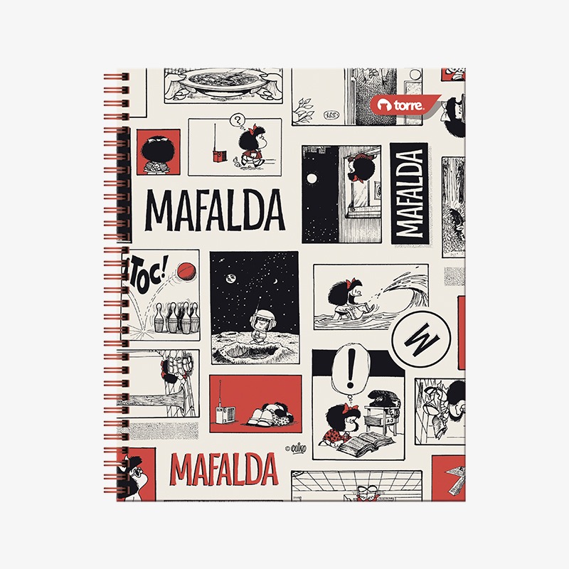 Cuaderno 25x20 cm tapa emplacada con espiral 100 hojas cuadriculadas 7mm Mafalda - Imagen 12