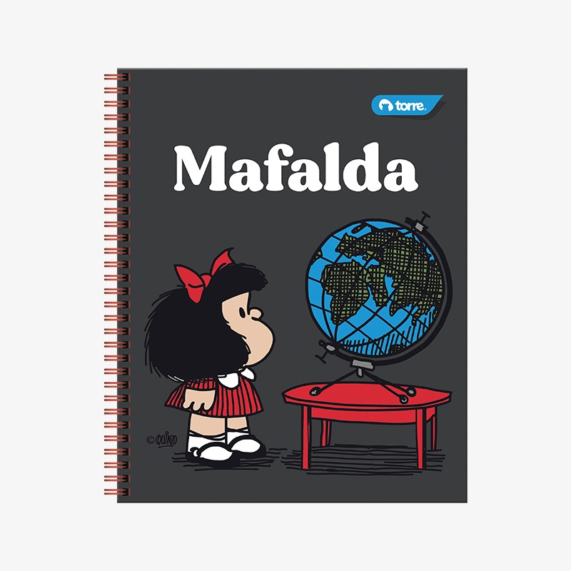 Cuaderno 25x20 cm tapa emplacada con espiral 100 hojas cuadriculadas 7mm Mafalda - Imagen 3