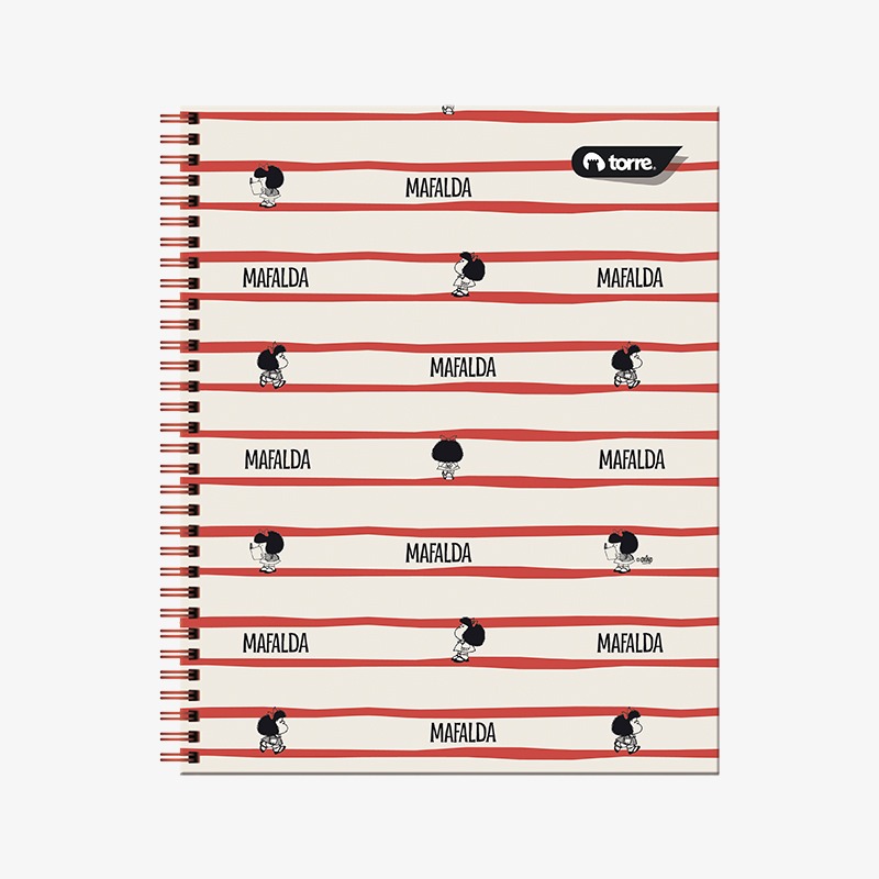 Cuaderno 25x20 cm tapa emplacada con espiral 100 hojas cuadriculadas 7mm Mafalda - Imagen 4