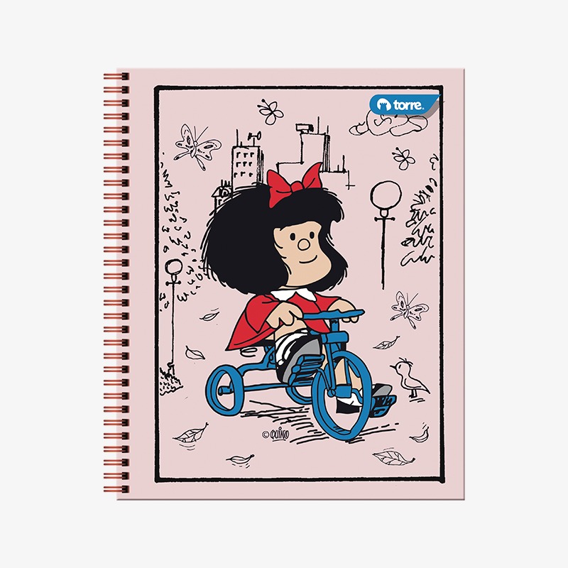 Cuaderno 25x20 cm tapa emplacada con espiral 100 hojas cuadriculadas 7mm Mafalda - Imagen 5