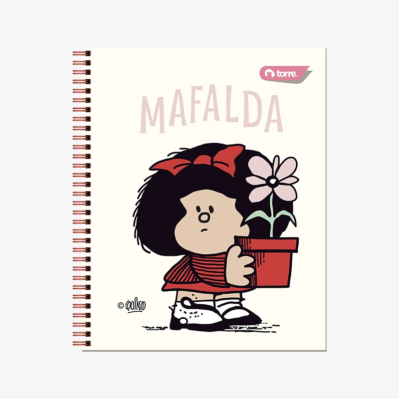 Cuaderno 25x20 cm tapa emplacada con espiral 100 hojas cuadriculadas 7mm Mafalda - Imagen 6