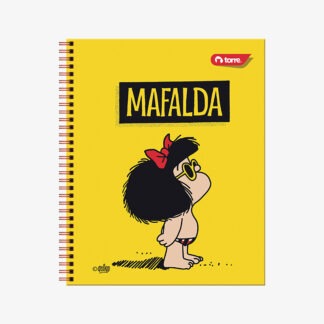 Cuaderno 25x20 cm tapa emplacada con espiral 100 hojas cuadriculadas 7mm Mafalda