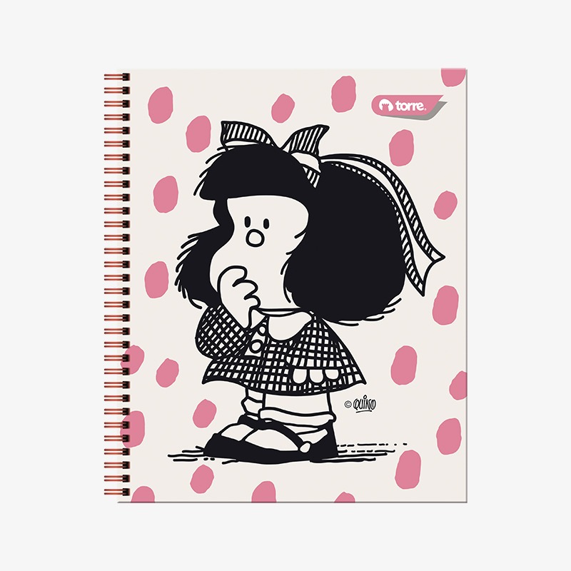 Cuaderno 25x20 cm tapa emplacada con espiral 100 hojas cuadriculadas 7mm Mafalda - Imagen 8