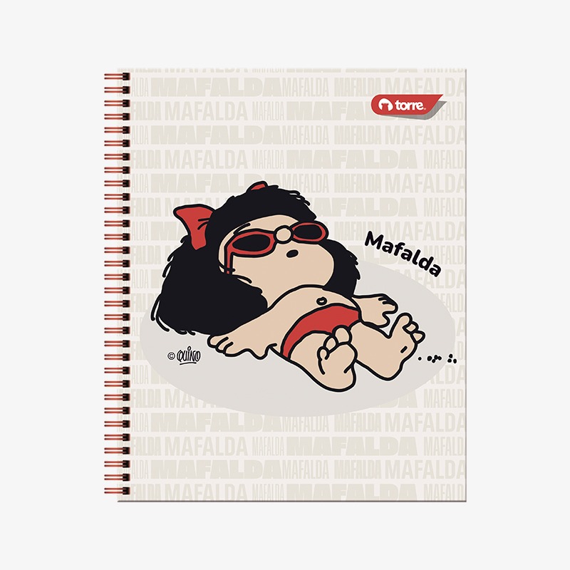 Cuaderno 25x20 cm tapa emplacada con espiral 100 hojas cuadriculadas 7mm Mafalda - Imagen 9