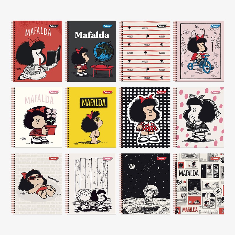 Cuaderno 25x20 cm tapa emplacada con espiral 100 hojas cuadriculadas 7mm Mafalda - Imagen 13