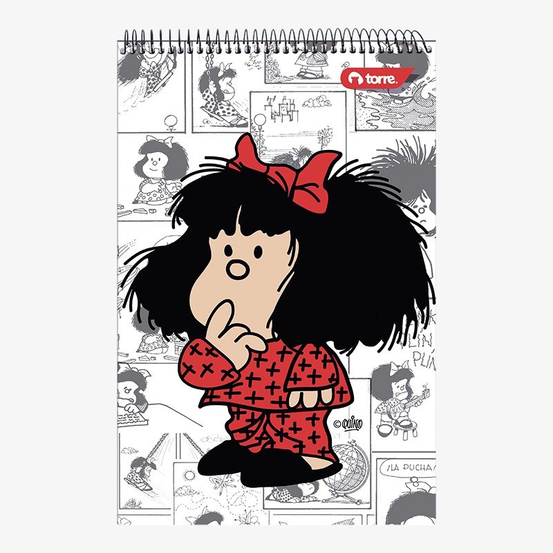 Block 32x21 cm tapa dura con espiral superior 80 hojas lisas Mafalda