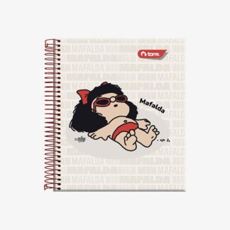 Cuaderno 21x17 cm tapa dura con espiral 120 hojas rayadas Mafalda