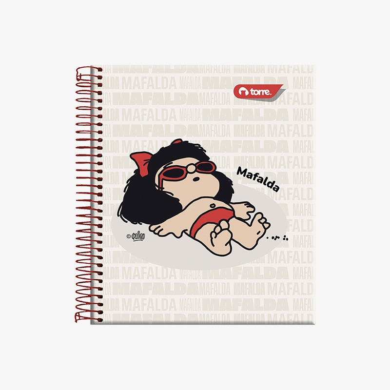 Cuaderno 21x17 cm tapa dura con espiral 120 hojas rayadas Mafalda
