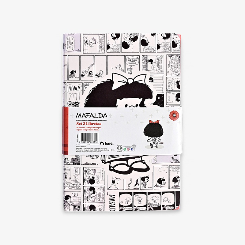 Set 3 libretas 15x10 cm tapa flexible 32 hojas rayadas Mafalda - Imagen 2