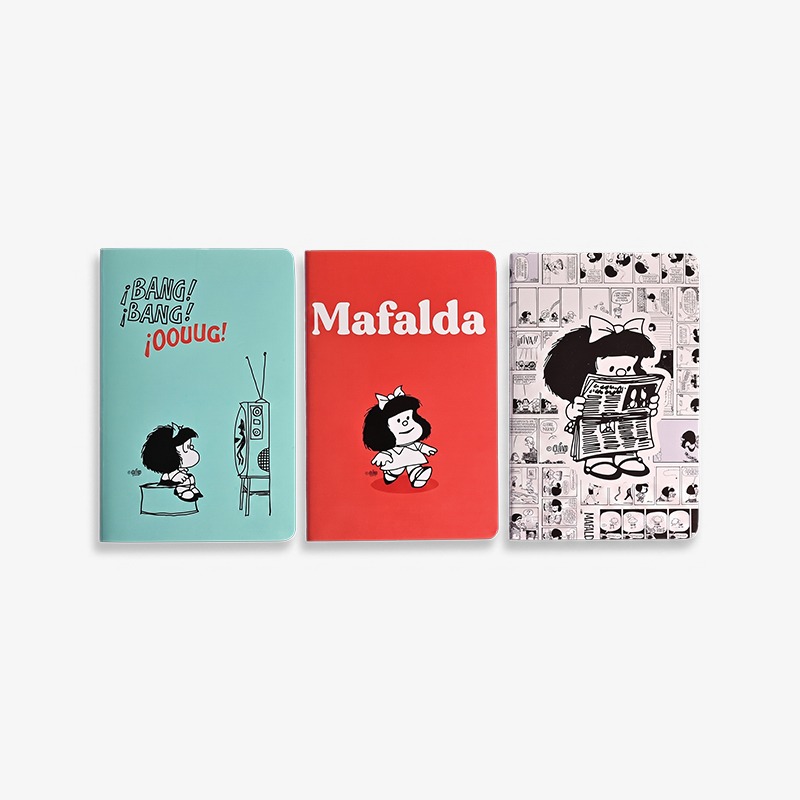 Set 3 libretas 15x10 cm tapa flexible 32 hojas rayadas Mafalda - Imagen 3