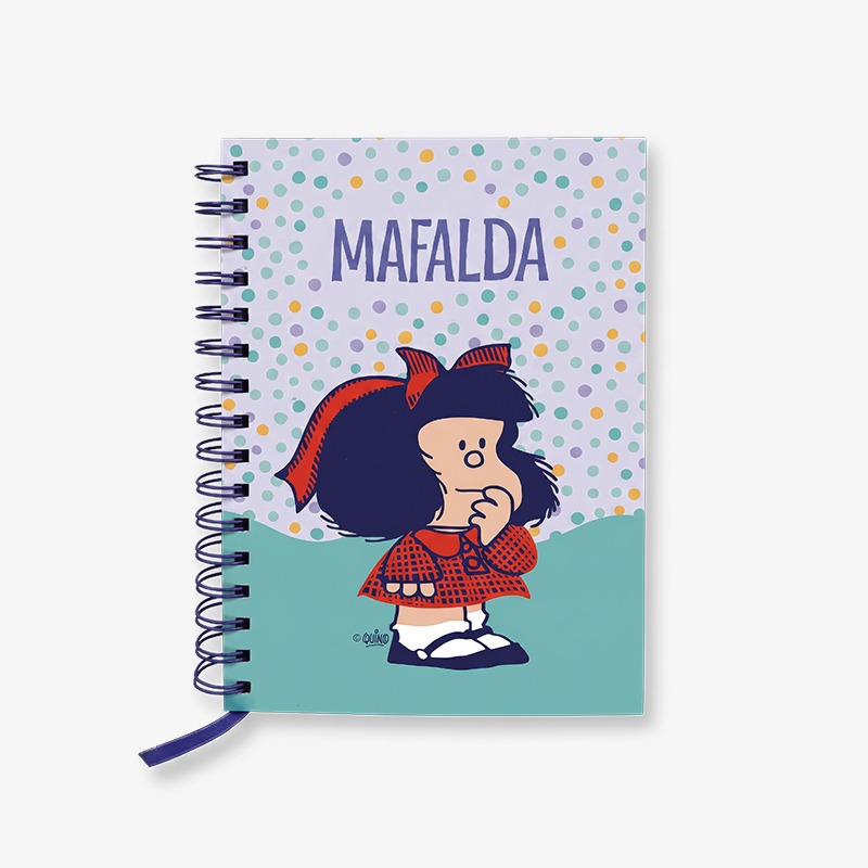 Set cuaderno 21x14 cm tapa dura con espiral 100 hojas rayadas + bolígrafo Mafalda - Imagen 2